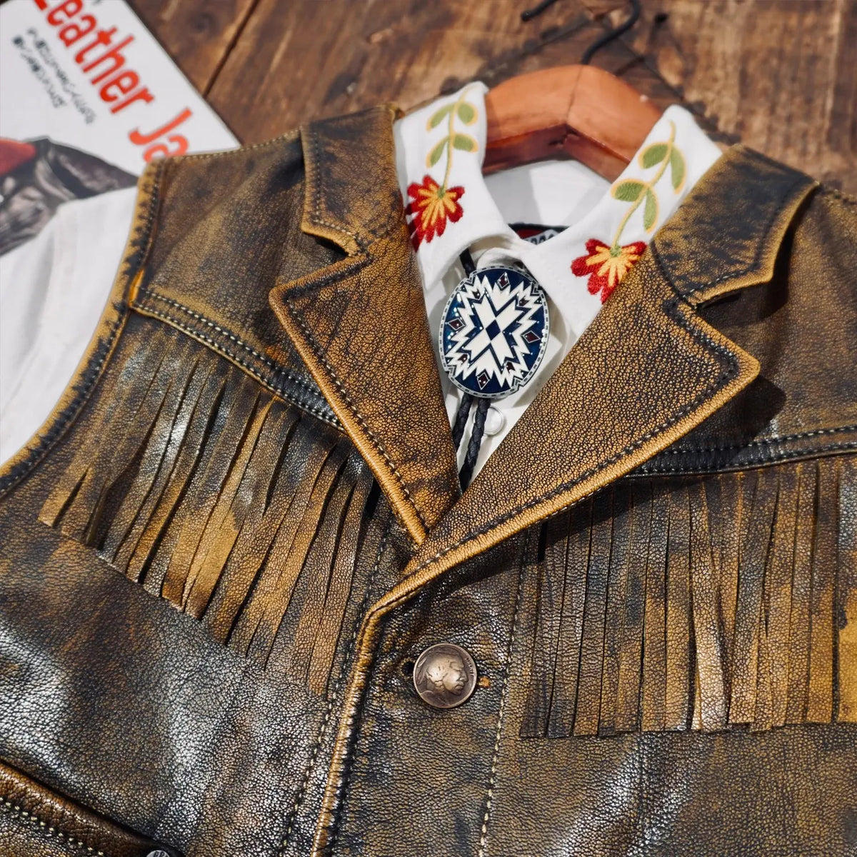Tailor Brando Classic RL Style American Vintage Western Goatskin Vest Men's Genuine Leather Vest Tailor Brando