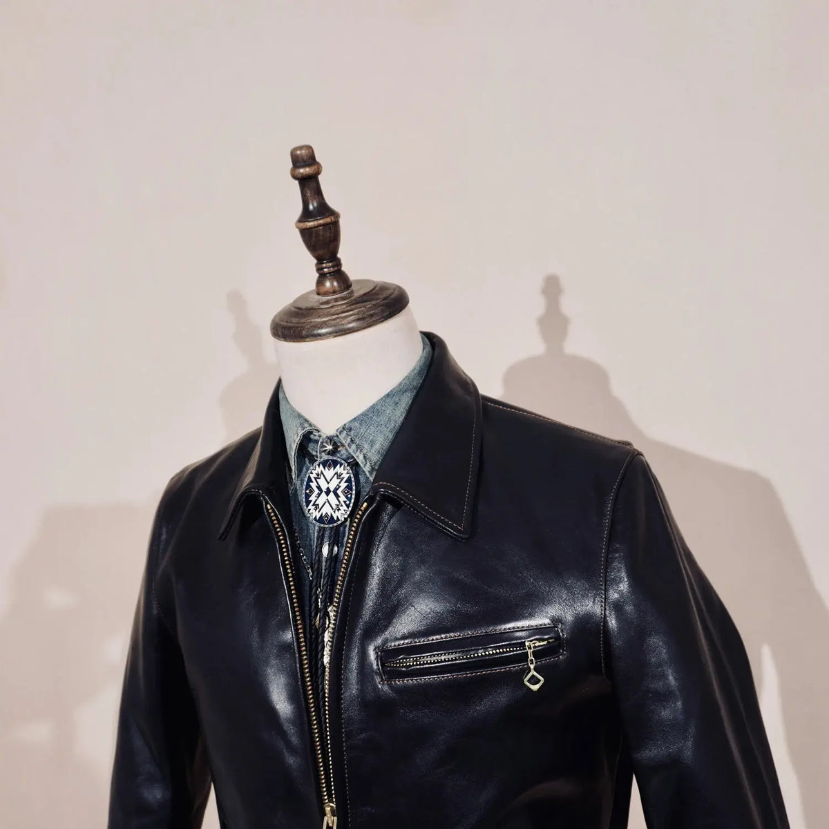 Tailor Brando Classic 1930s California Mounted Police Full-Grain Vegetable-Tanned Horsehide Men's Vintage Leather Jacket Tailor Brando