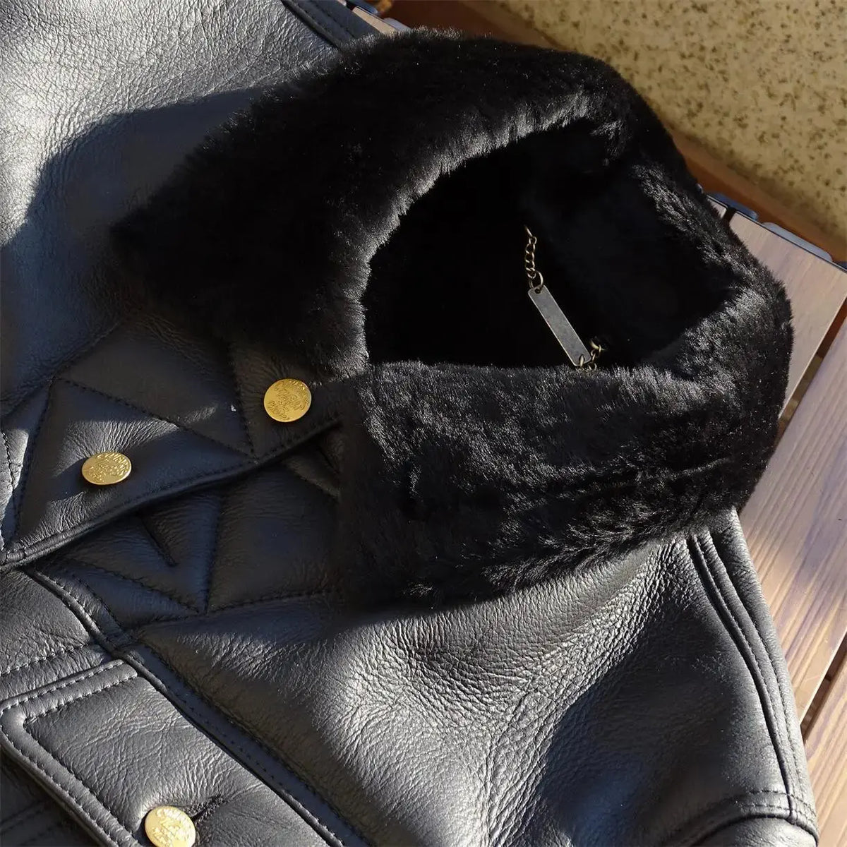 Tailor Brando Natural Shearling American Vintage Storm Rider Western Style Men's Genuine Fur Denim Jacket Tailor Brando