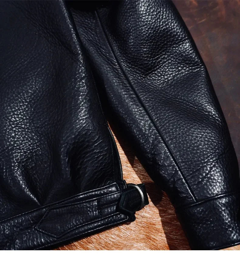 Tailor Brando 1.6mm Full Grain Water-Dyed Cowhide Men's Retro Classic Hartman Leather Aviator Jacket Tailor Brando