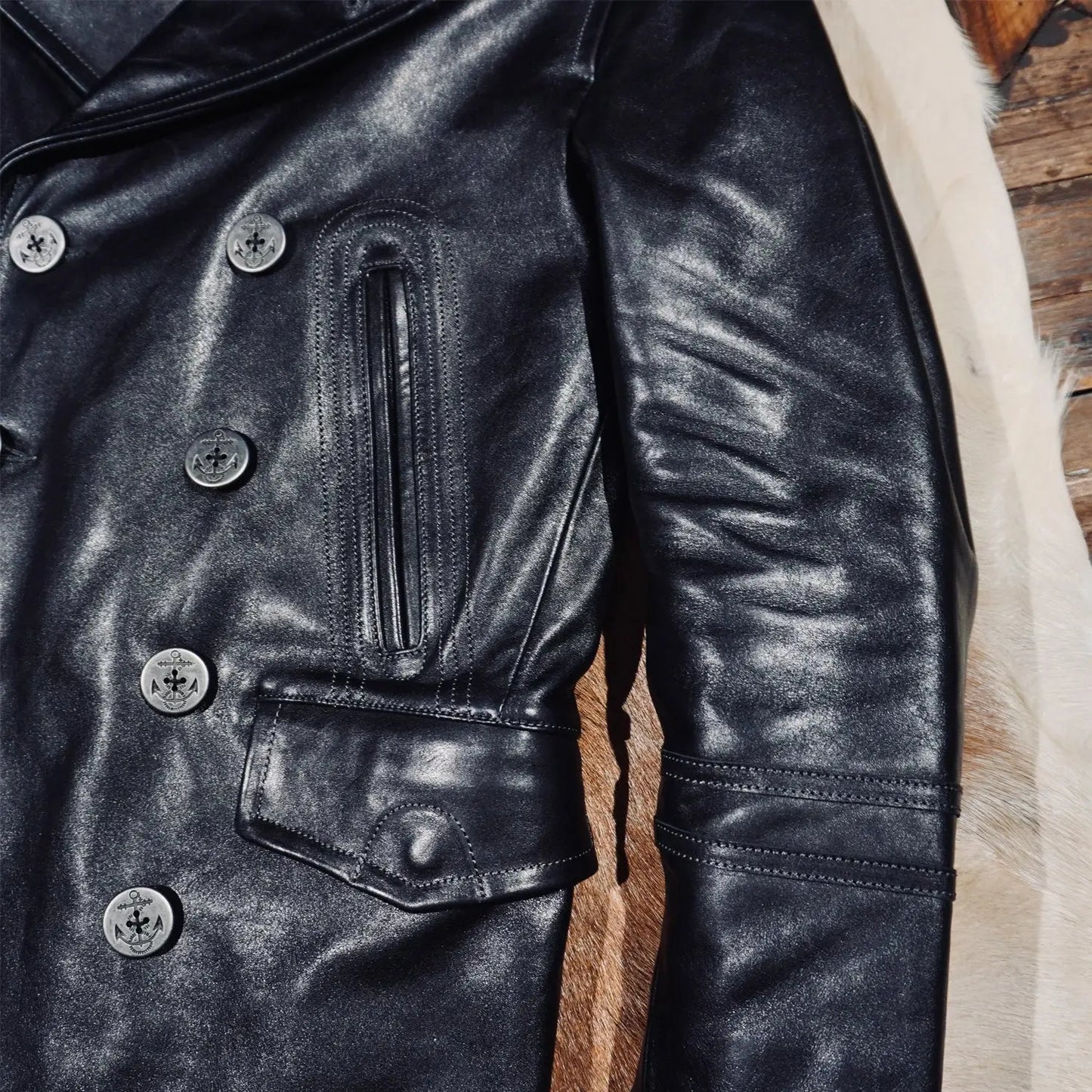 Tailor Brando Heavyweight Full-Grain Vegetable-Tanned Horsehide Classic 740 Churchill Double-Breasted Genuine Leather Coat Tailor Brando