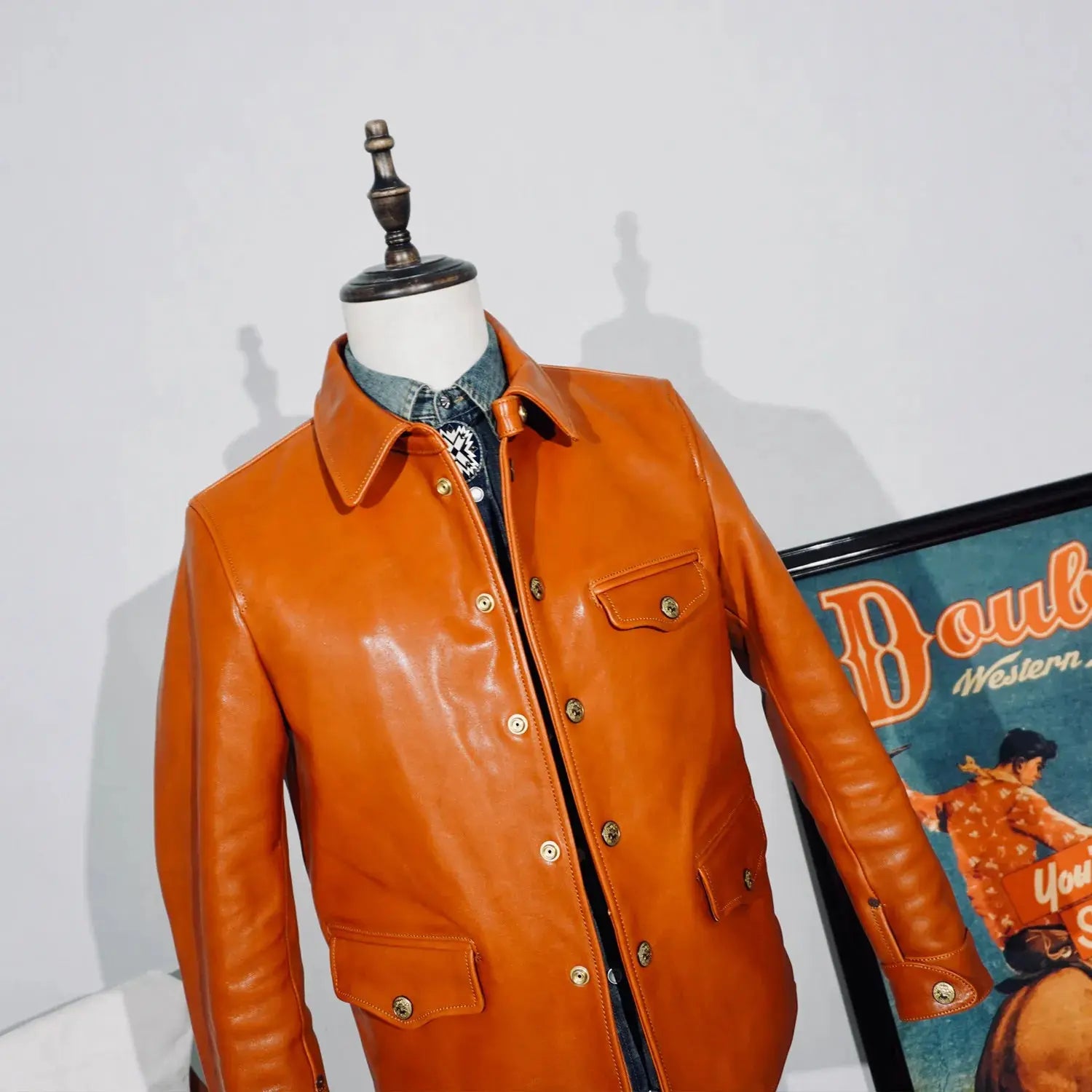 Tailor Brando Italian Vegetable-tanned Horsehide Classic American Retro Brakeman Genuine Leather Work Jacket Tailor Brando