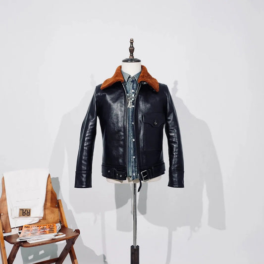 Tailor Brando Full-Grain Vegetable-Tanned Horsehide Classic B2 Bomber Jacket Men's Genuine Leather Jacket Tailor Brando