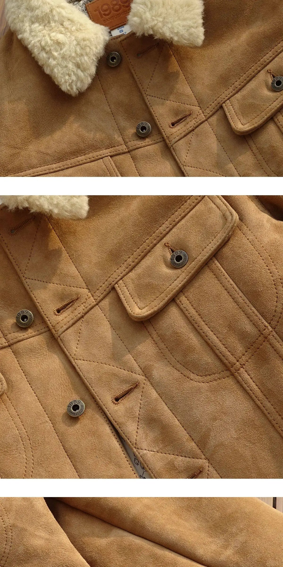 Tailor Brando Authentic Sheepskin Classic American Vintage Western Style Storm Men's Genuine Leather Fur Jacket Tailor Brando