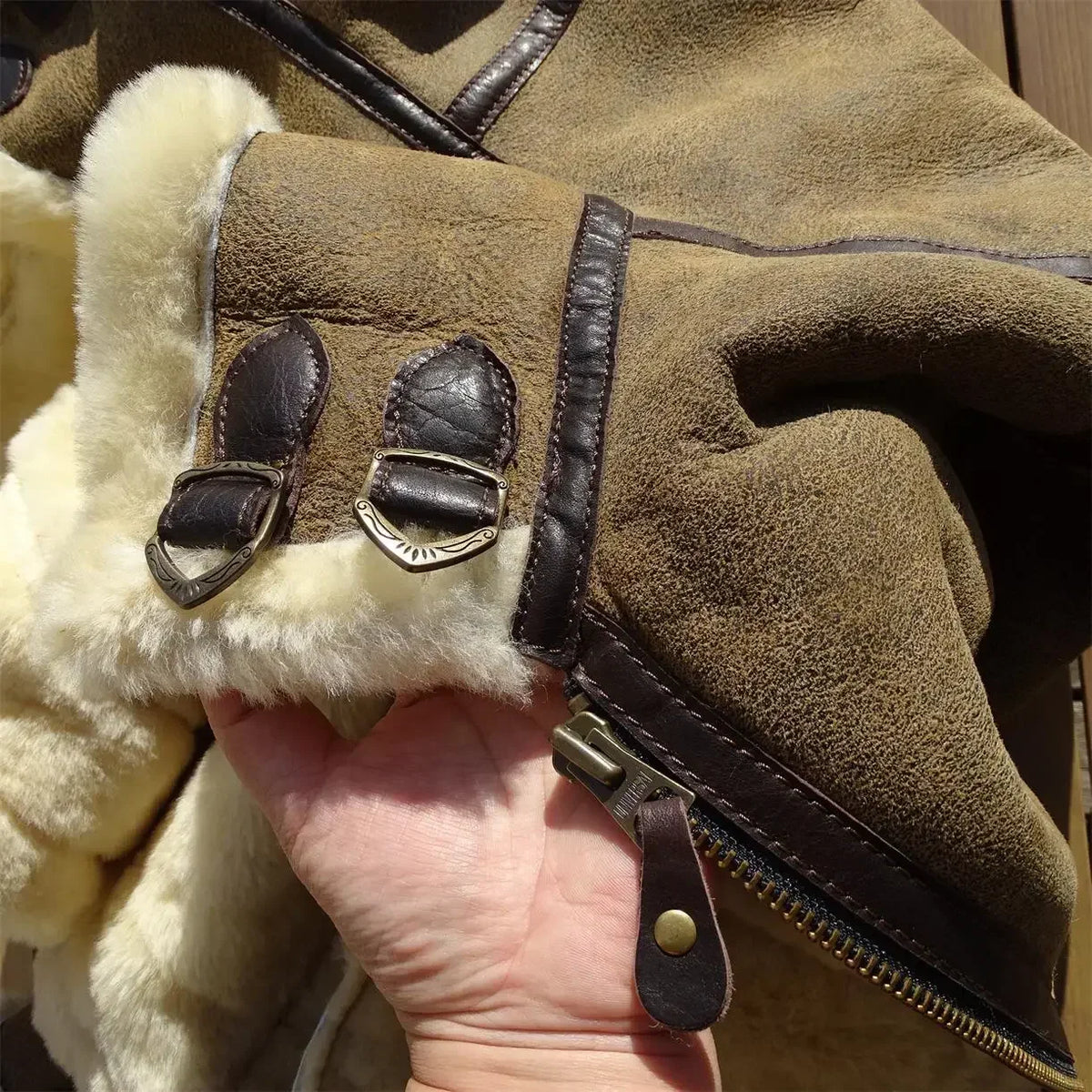 Tailor Brando Turkish Shearling & Vegetable-Tanned Batik Horsehide Classic B3 Genuine Fur Bomber Jacket Tailor Brando