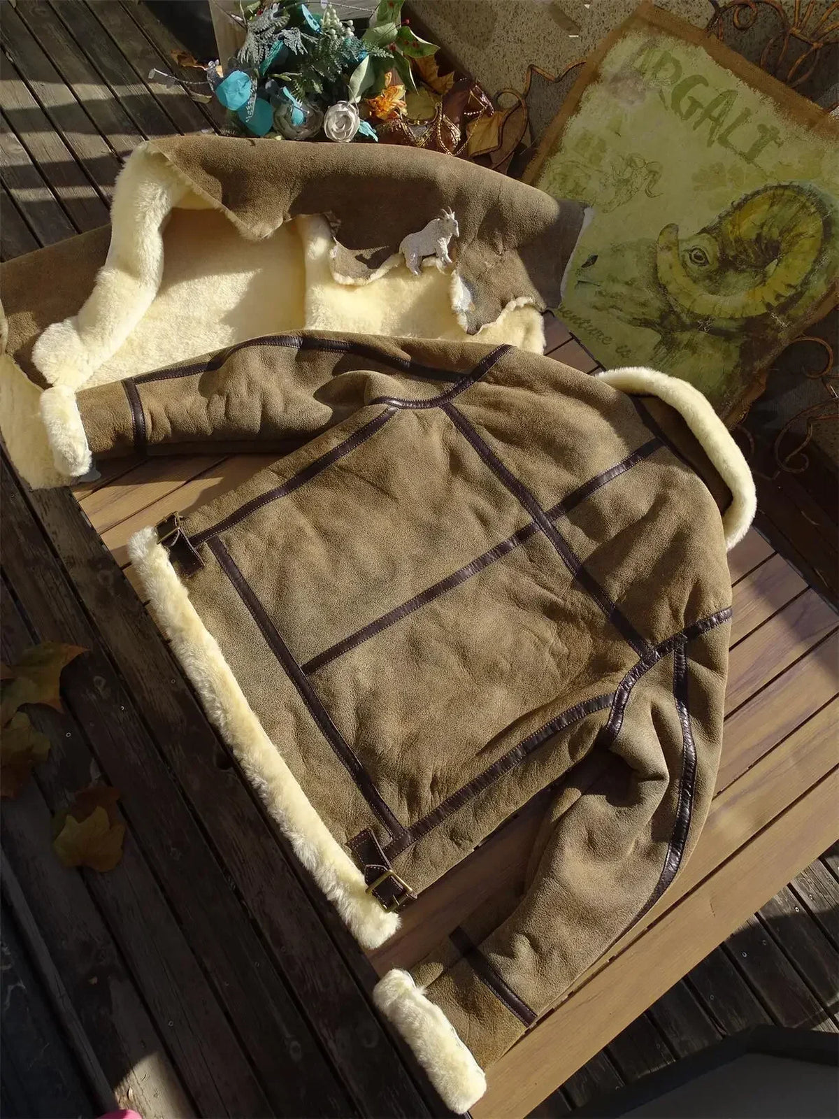 Tailor Brando Turkish Shearling & Vegetable-Tanned Batik Horsehide Classic B3 Genuine Fur Bomber Jacket Tailor Brando