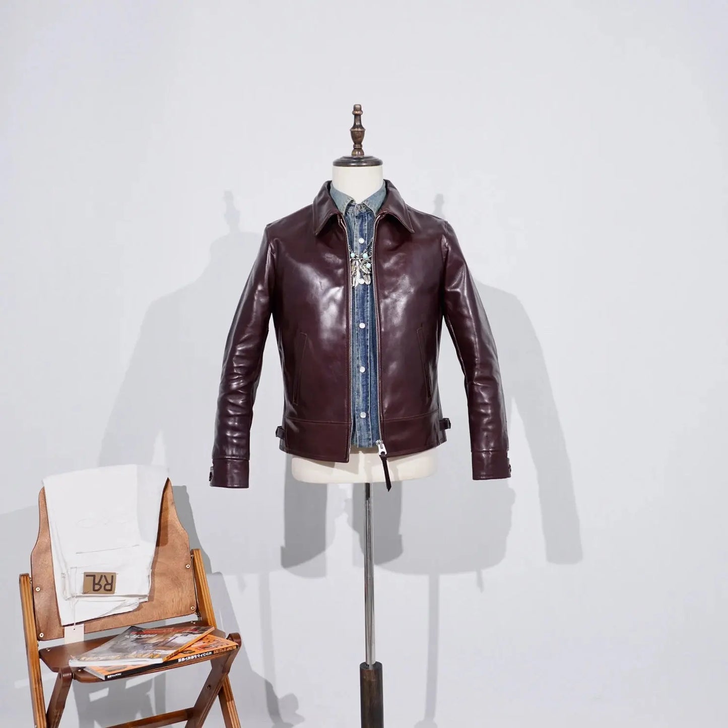 Tailor Brando Full-Grain Vegetable-Tanned Horsehide TWC716 Men's Classic 1930s Retro Genuine Leather Motorcycle Jacket Tailor Brando