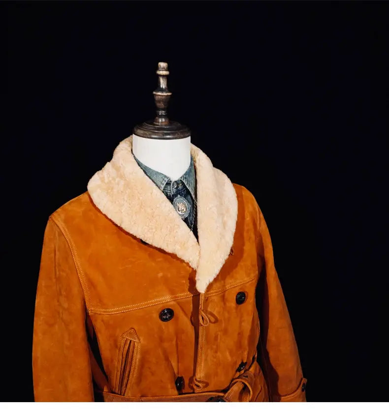 Tailor Brando American Vintage RL Farmer Water Dyed Brushed Finish Cowhide Men's Genuine Leather Double Breasted Jacket Tailor Brando