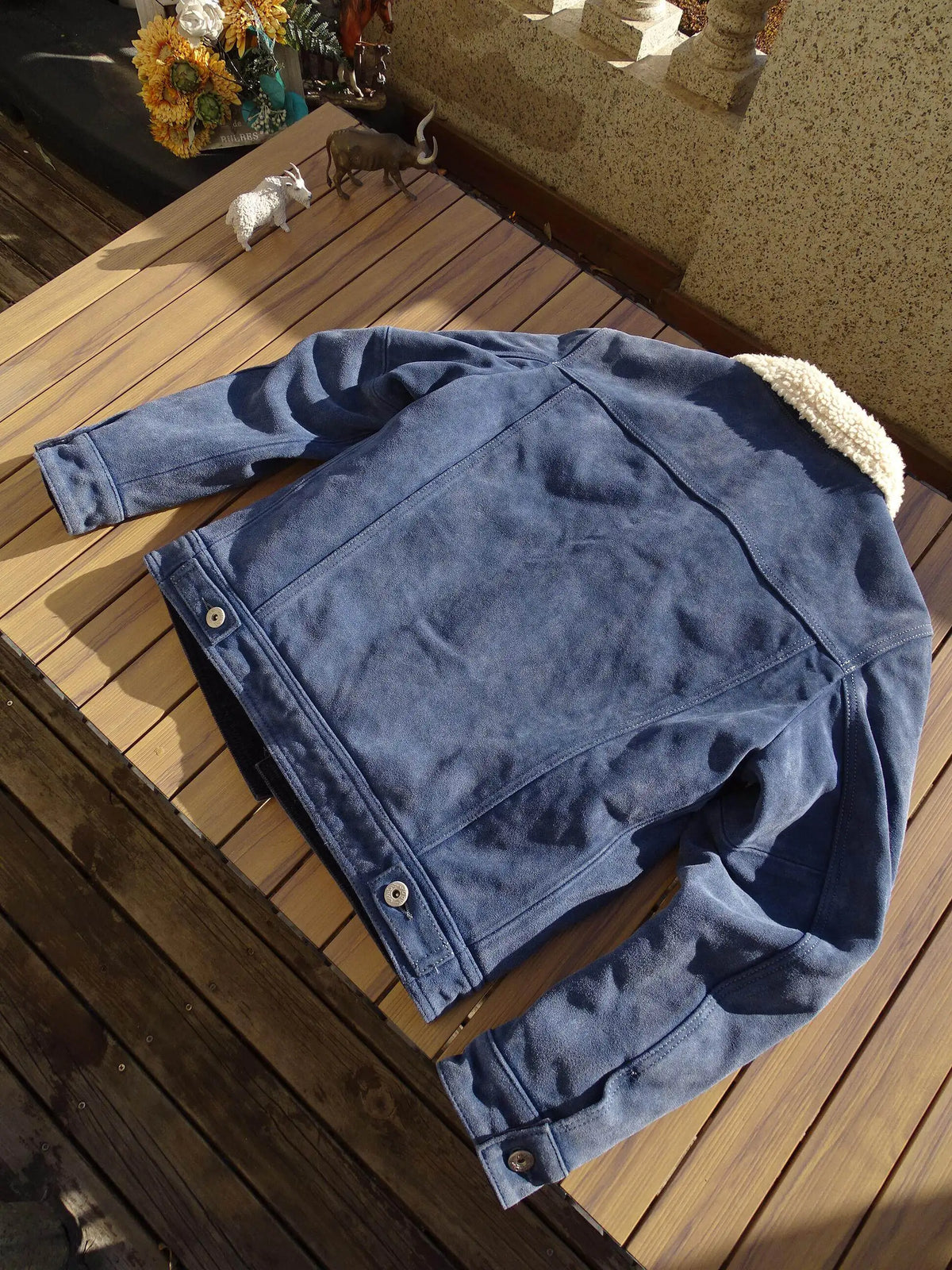 Tailor Brando American Retro Heavily Washed & Distressed Classic 507 Men's Warm Winter Genuine Leather Denim Jacket Tailor Brando