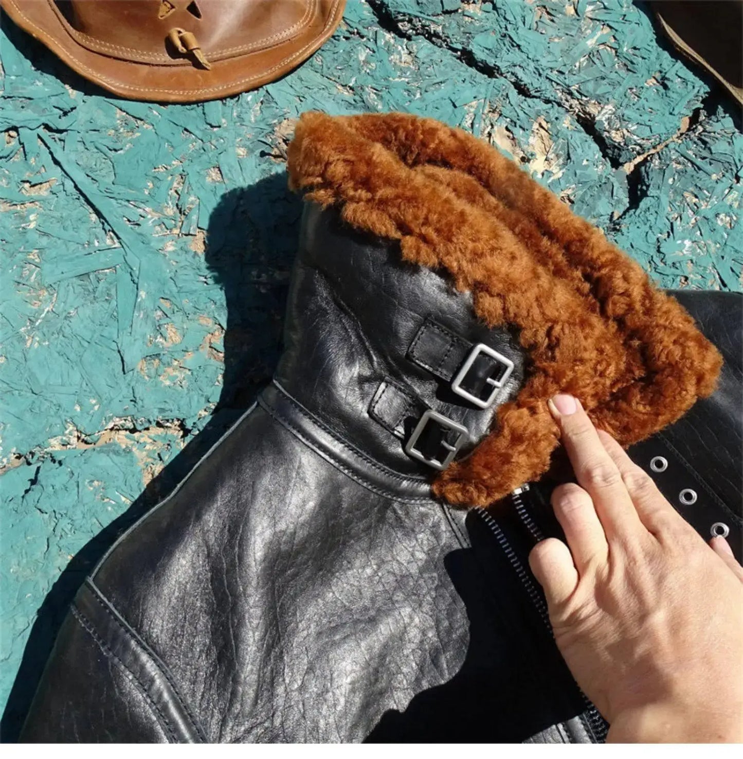 Tailor Brando Natural Sheep Shearling Classic B3 American Retro Winter Warm Men's Genuine Leather Bomber Jacket Tailor Brando