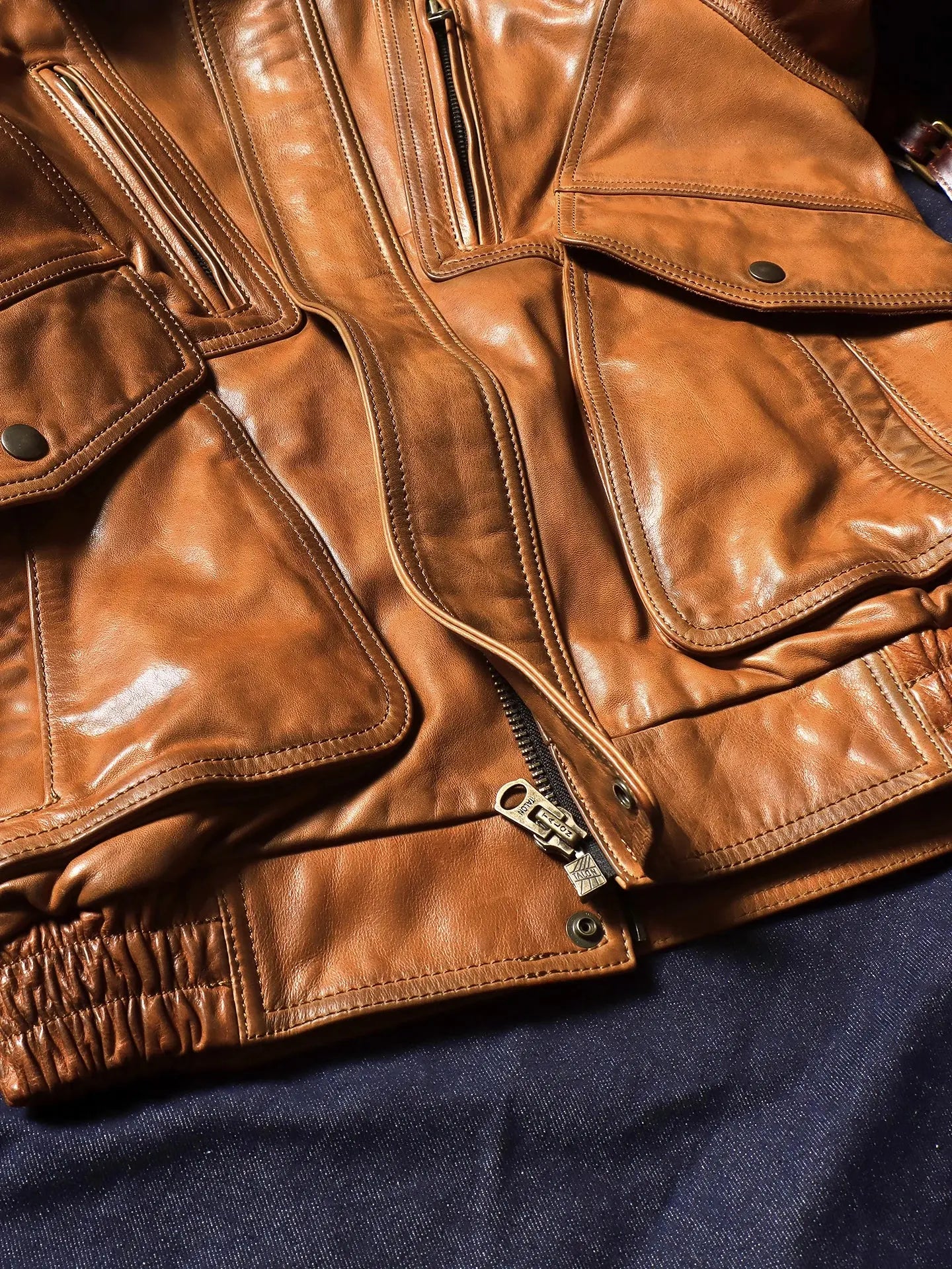 Tailor Brando 90s Retro Oversized Men's Full-Grain Hand-Aged Vegetable-Tanned Calfskin Genuine Leather Jacket Tailor Brando