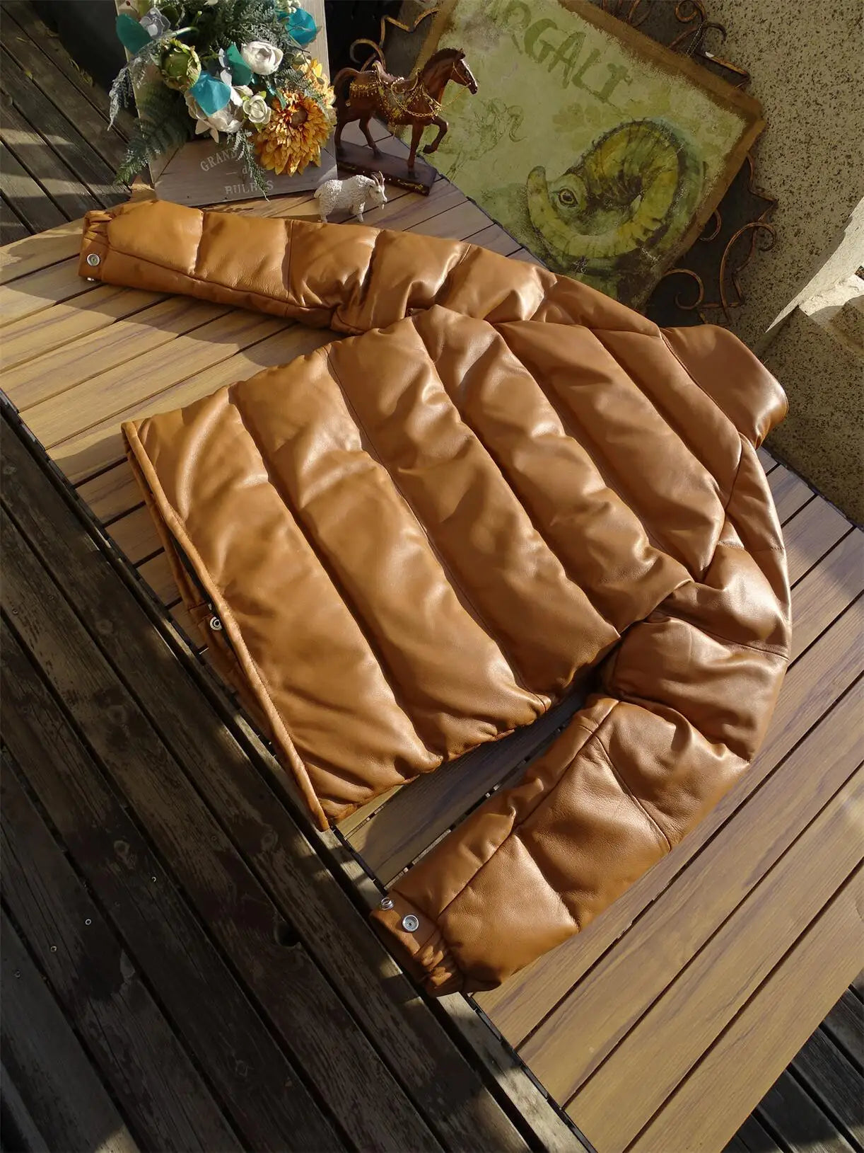 Tailor Brando Original First Layer Sheepskin Japanese Vintage Men's White Duck Down Winter Warm Down Jacket
