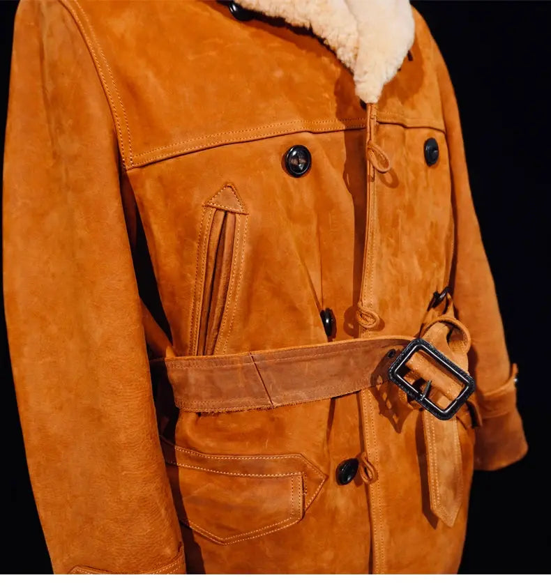 Tailor Brando American Vintage RL Farmer Water Dyed Brushed Finish Cowhide Men's Genuine Leather Double Breasted Jacket Tailor Brando