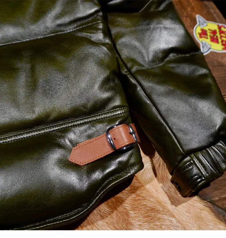 Tailor Brando Classic Italian Full-Grain Sheepskin with 380g+ White Duck Down Fill Winter Warmth Genuine Leather Down Jacket Tailor Brando