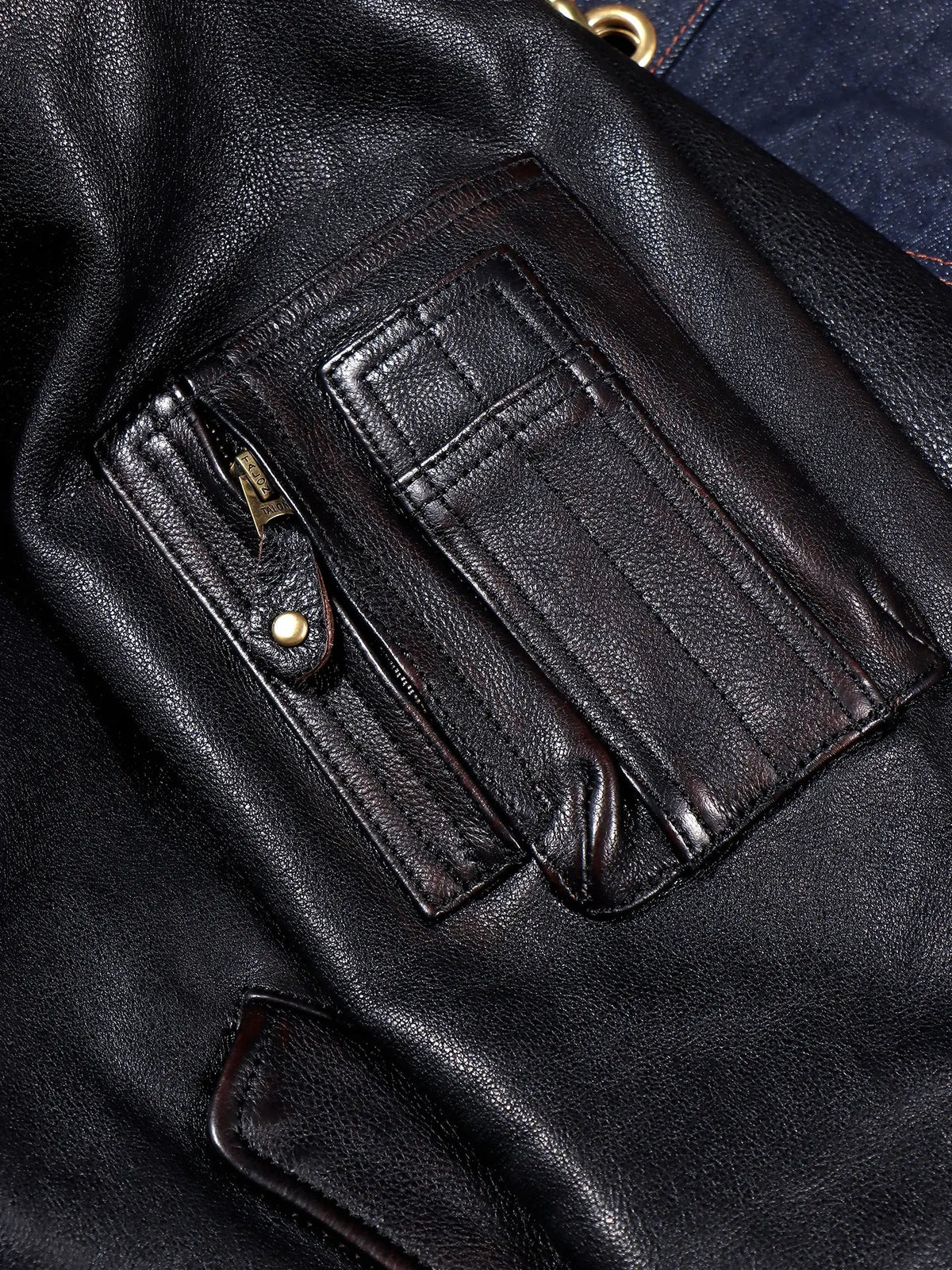 Tailor Brando 1.4mm Full-Grain Tea-Core American Vintage MA-1 Aviator Jacket Men's Genuine Leather Baseball Jacket Tailor Brando