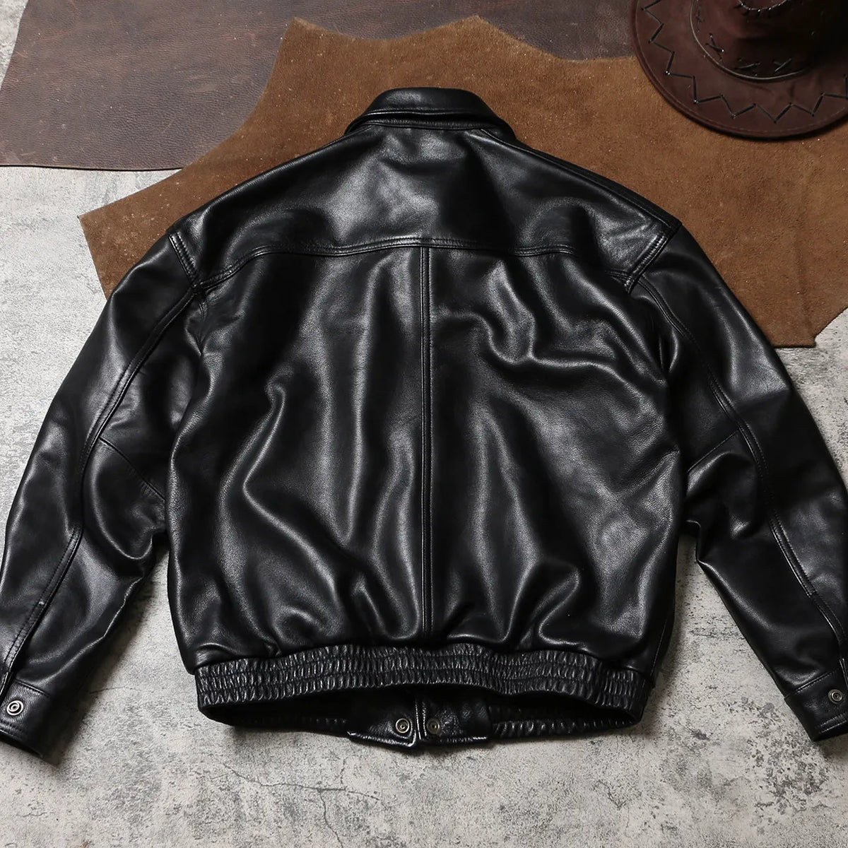 Tailor Brando Classic 90s Batik Goatskin Men's Vintage Oversized Genuine Leather Jacket Tailor Brando