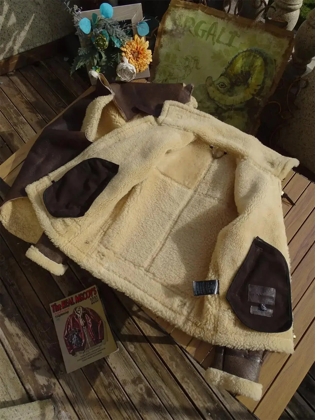 Tailor Brando Original Sheep Shearling Classic B6 Pilot Jacket Men's Warm Winter Genuine Fur Leather Jacket Tailor Brando