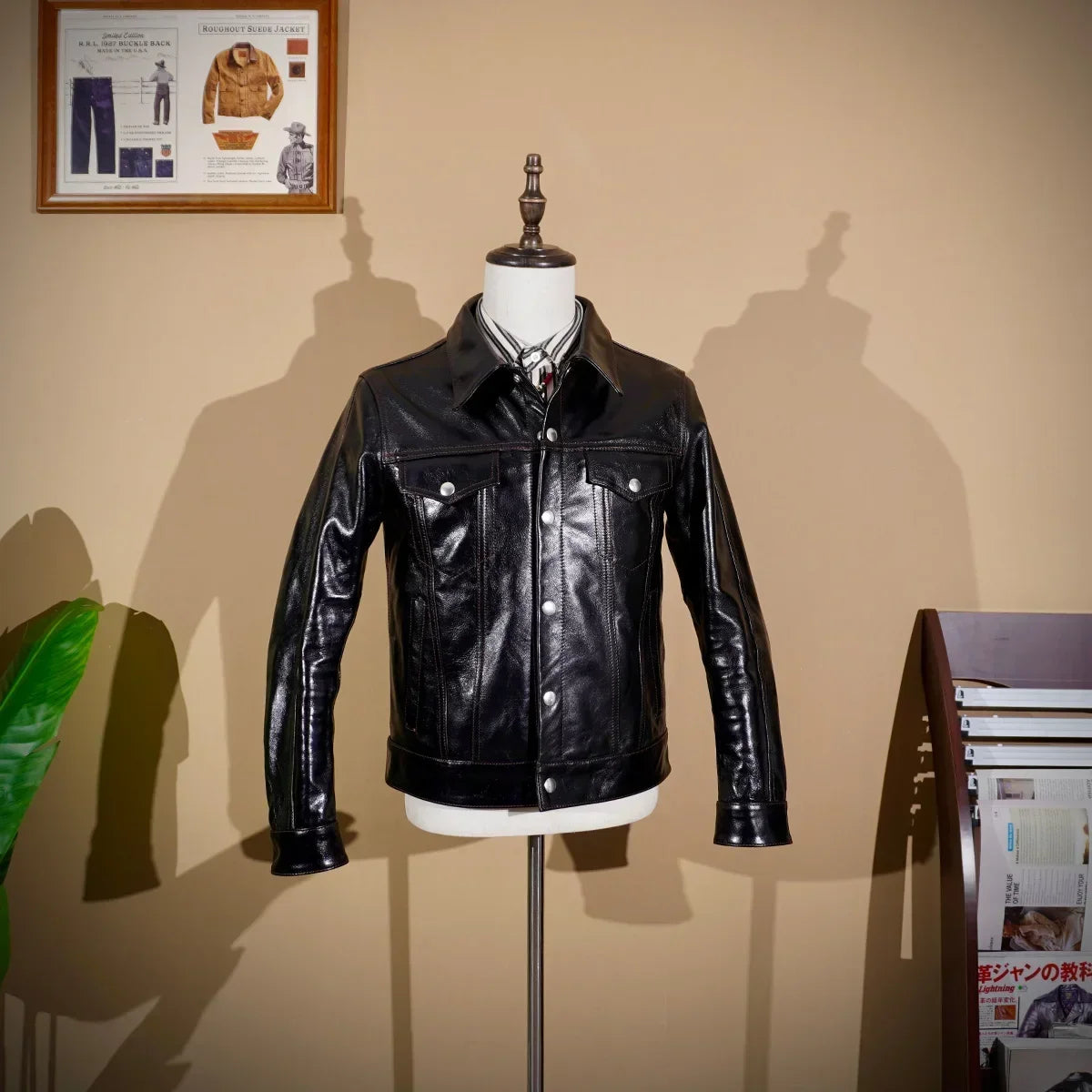 Classic 507X Italian Cowhide Denim Motorcycle Leather Coat Kaji American Retro Slim Fit Short Men's