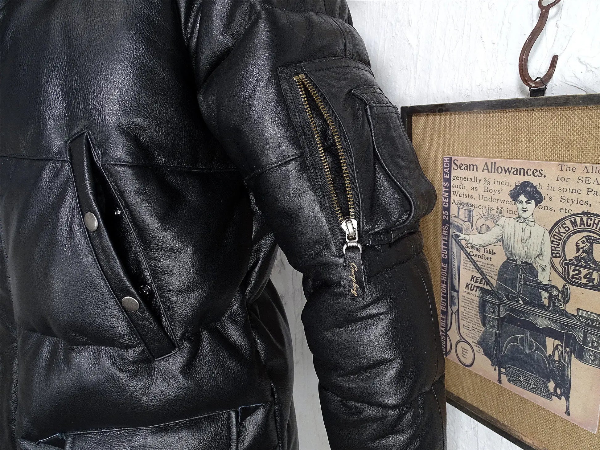 Tailor Brando Italian Cowhide Classic N3B Men's Genuine Raccoon Fur Collar Retro Genuine Leather Down Jacket Tailor Brando