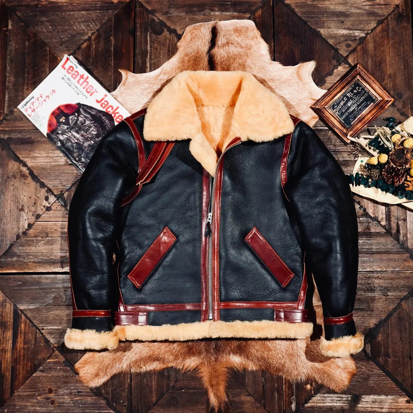 Tailor Brando Merino Shearling Men's Thickened B3 Bomber Jacket Winter Warmth Genuine Fur Jacket Tailor Brando