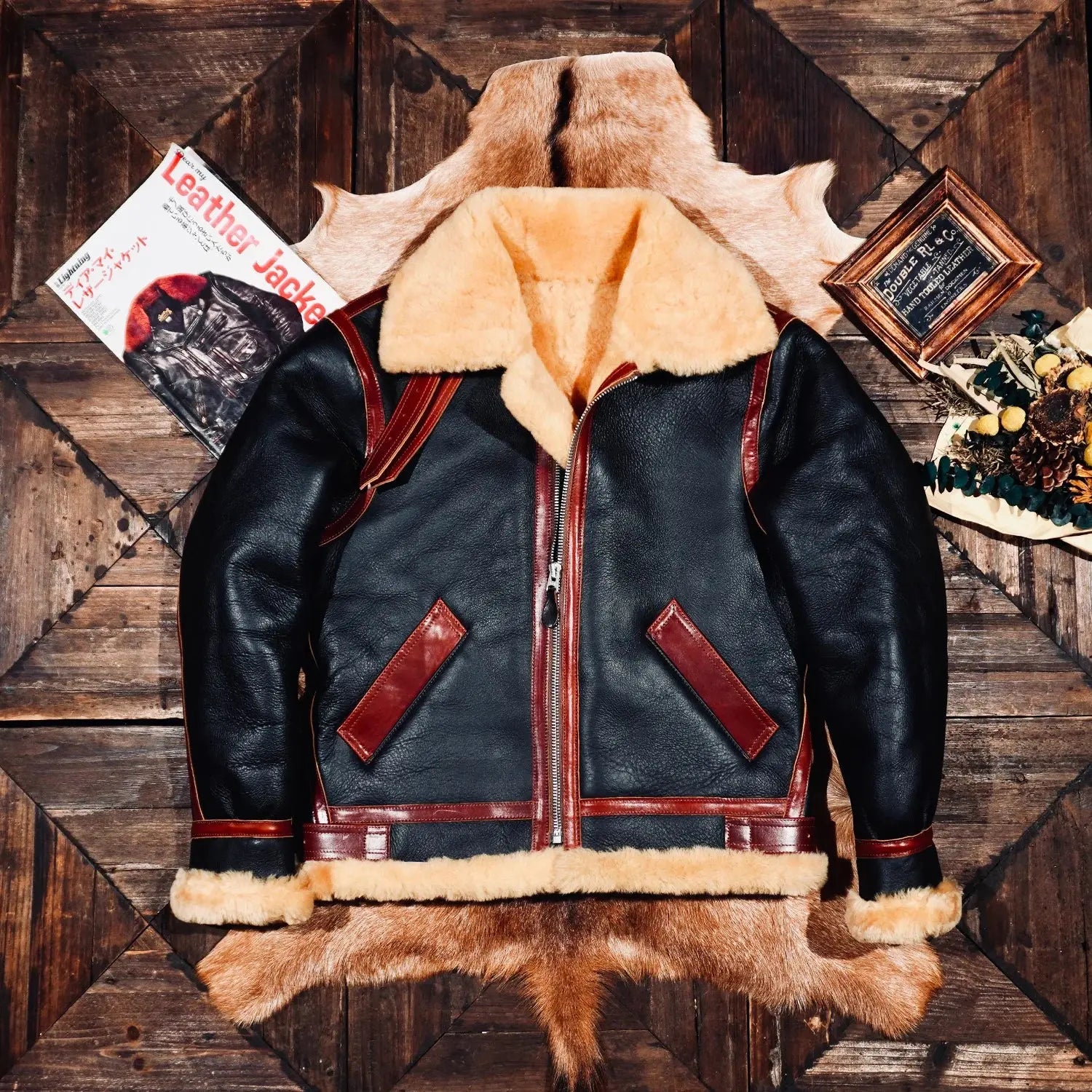 Tailor Brando Merino Shearling Men's Thickened B3 Bomber Jacket Winter Warmth Genuine Fur Jacket Tailor Brando