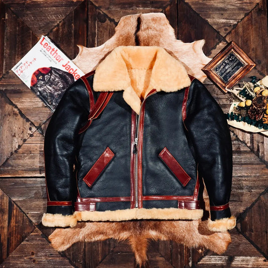 Tailor Brando Merino Shearling Men's Thickened B3 Bomber Jacket Winter Warmth Genuine Fur Jacket Tailor Brando
