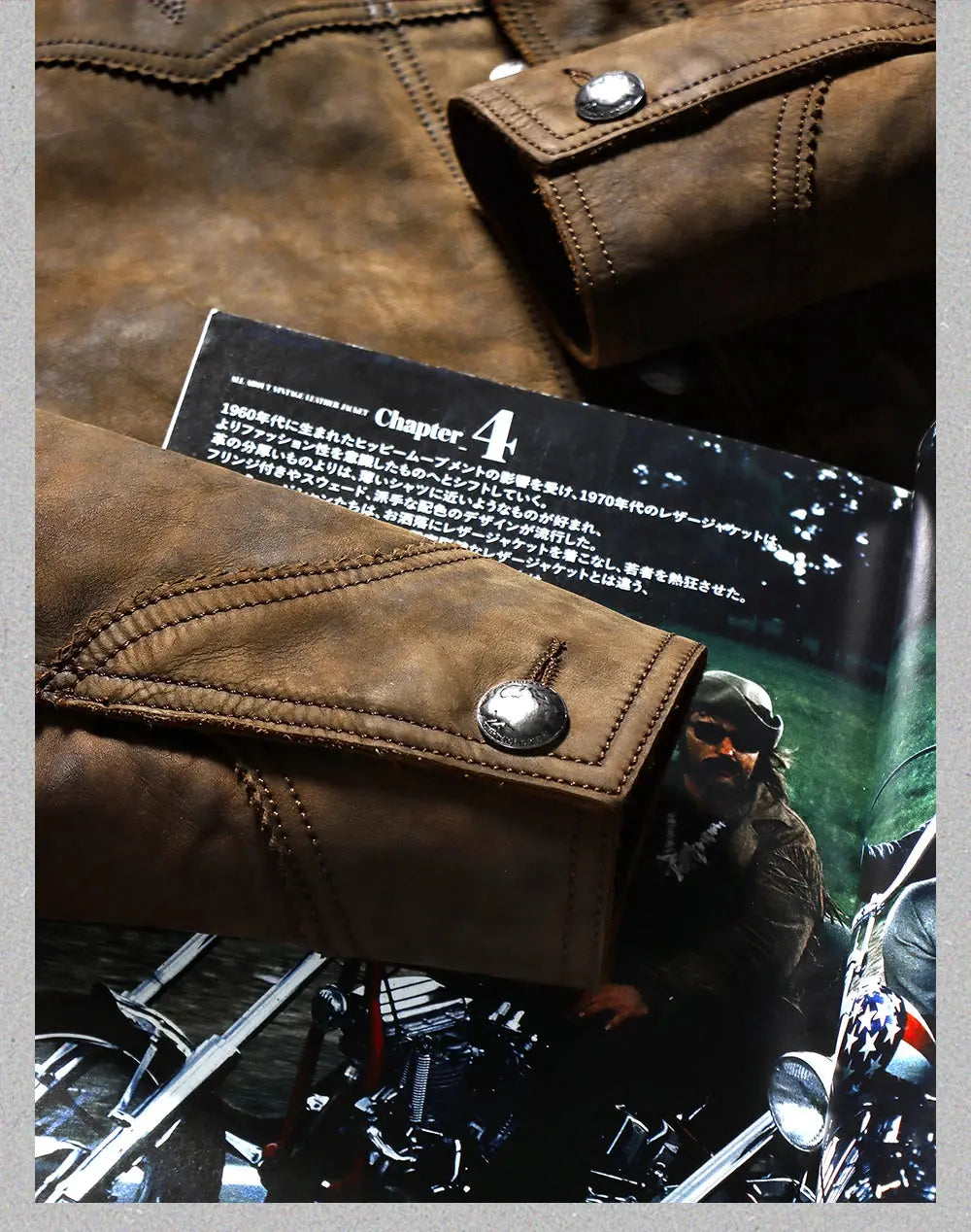 Tailor Brando Italian Uncoated Water-Based Distressed Cowhide Men's R*L Farmer's Genuine Leather Jacket Tailor Brando