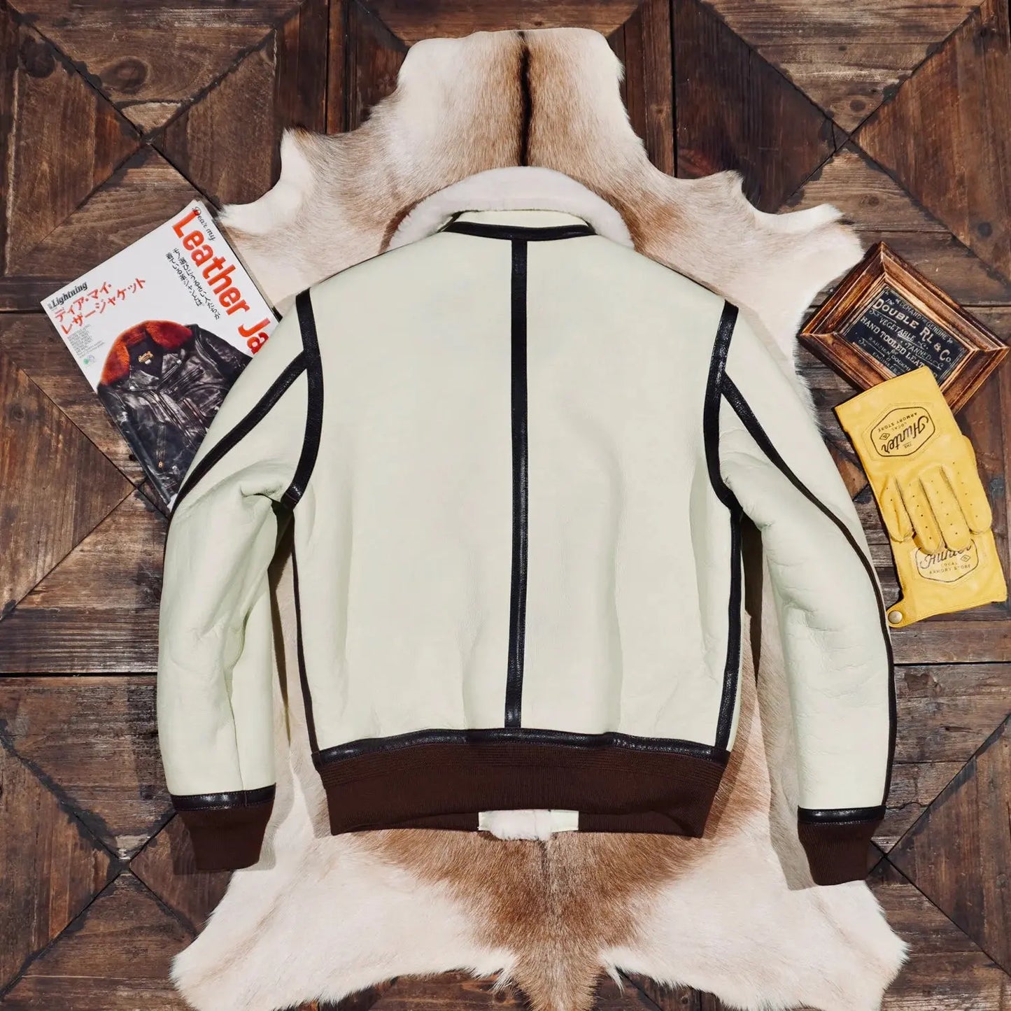 Tailor Brando Authentic Shearling & Vegetable-Tanned Calfskin Men's Classic B3 Bomber Jacket Men's Genuine Fur Jacket Tailor Brando