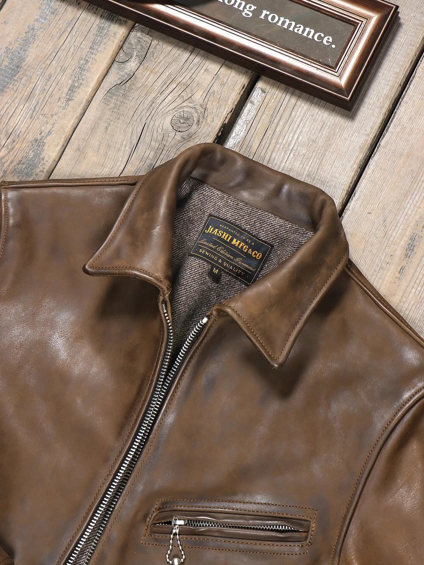 Tailor Brando Heavyweight Uncoated Oil-Waxed Cowhide Hand-Stitched Men's Classic Retro 1930s Genuine Leather Motorcycle Jacket Tailor Brando