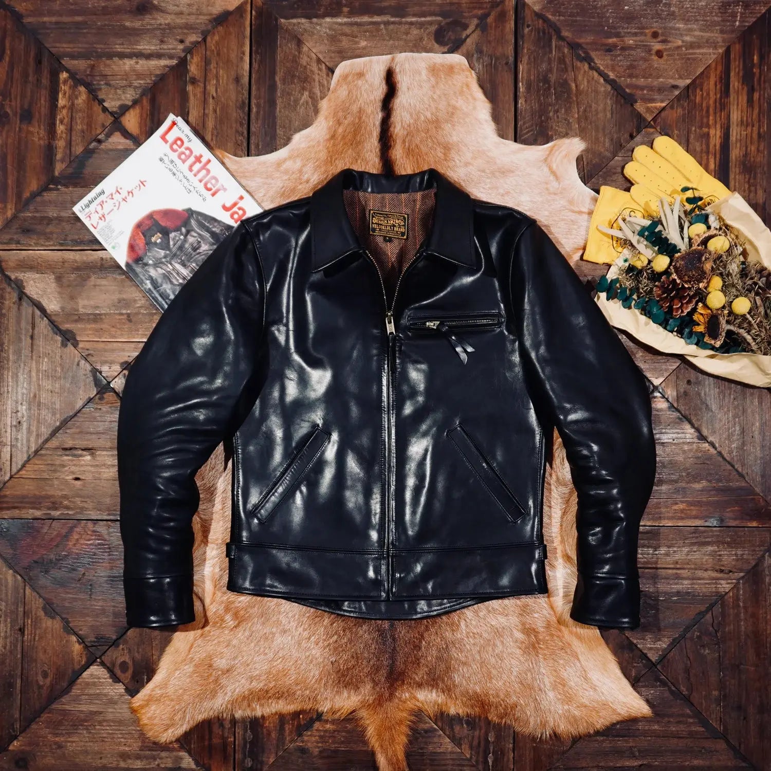 Tailor Brando American Vintage 1930s Full-Grain Vegetable-Tanned Horsehide Men's Genuine Leather Motorcycle Jacket Tailor Brando