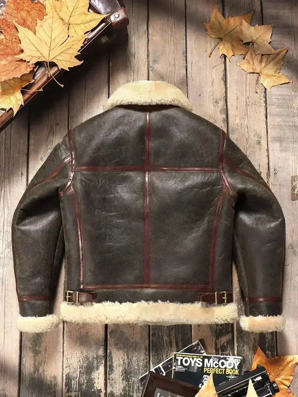Tailor Brando Original Shearling & Batik Horsehide B3 Classic Bomber Jacket Men's Genuine Fur Winter Warm Leather Jacket Tailor Brando