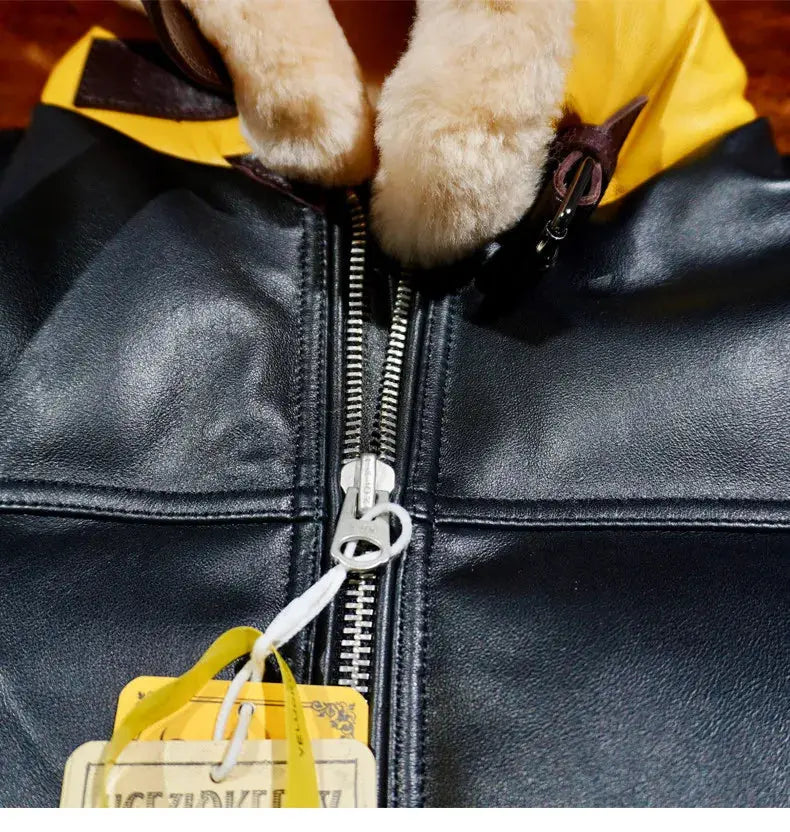 Tailor Brando Vegetable-Tanned Sheepskin Men's Classic Hooded Vintage Winter Warm Genuine Leather Vest Tailor Brando
