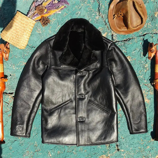 Tailor Brando Australian Original Sheep Shearling Classic Rancher Winter Warm Genuine Leather Jacket Tailor Brando