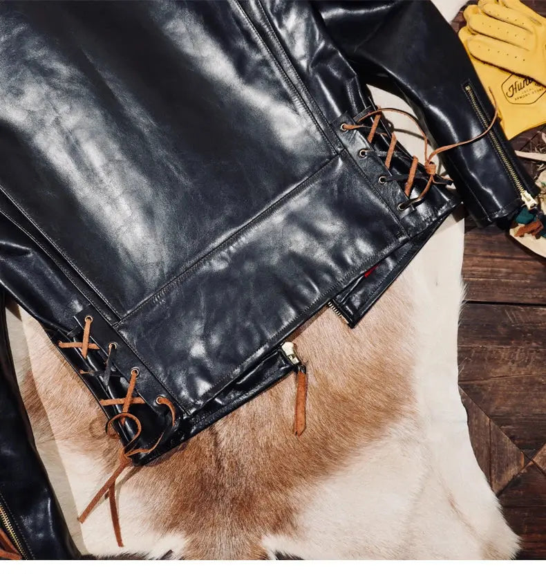 Tailor Brando Classic 1930s California Mounted Police Full-Grain Vegetable-Tanned Horsehide Men's Vintage Leather Jacket Tailor Brando