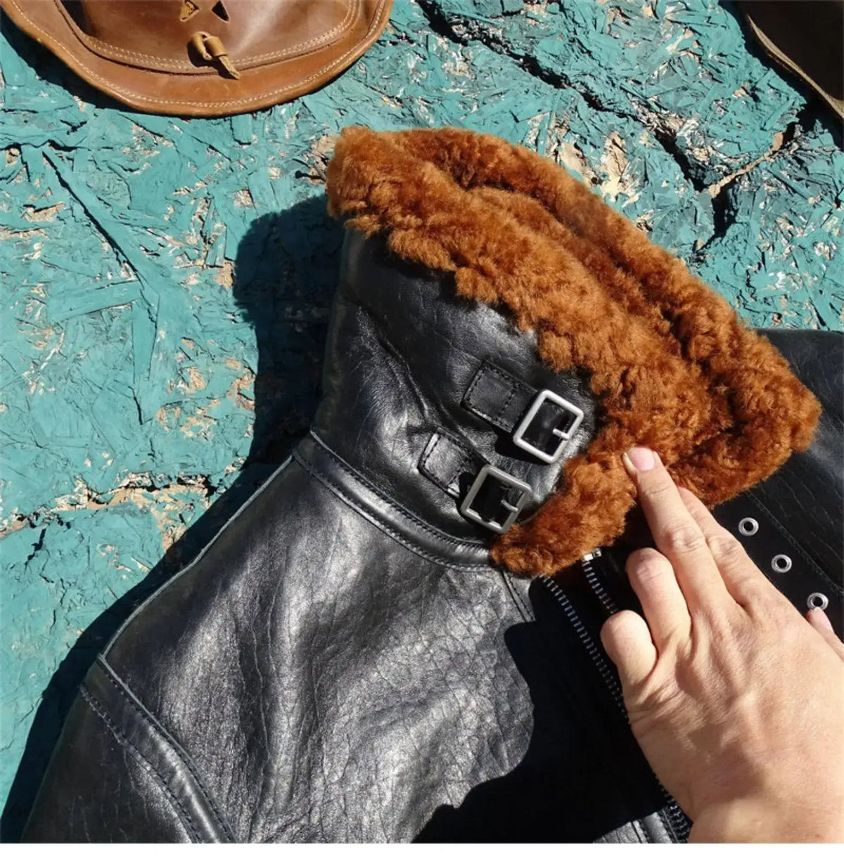 Tailor Brando Natural Sheep Shearling Classic B3 American Retro Winter Warm Men's Genuine Leather Bomber Jacket Tailor Brando