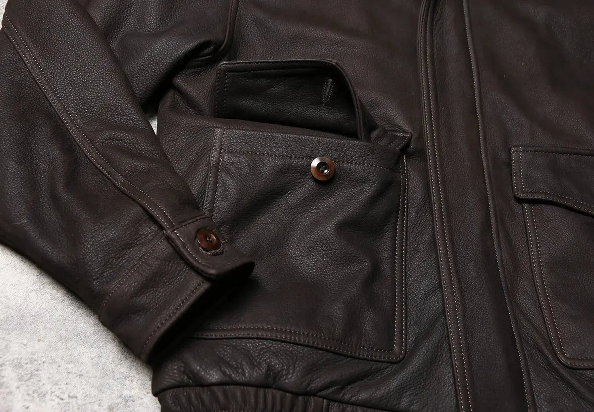 Tailor Brando Brushed Full-Grain Cowhide 90s Vintage Oversized Men's Genuine Leather Jacket Tailor Brando