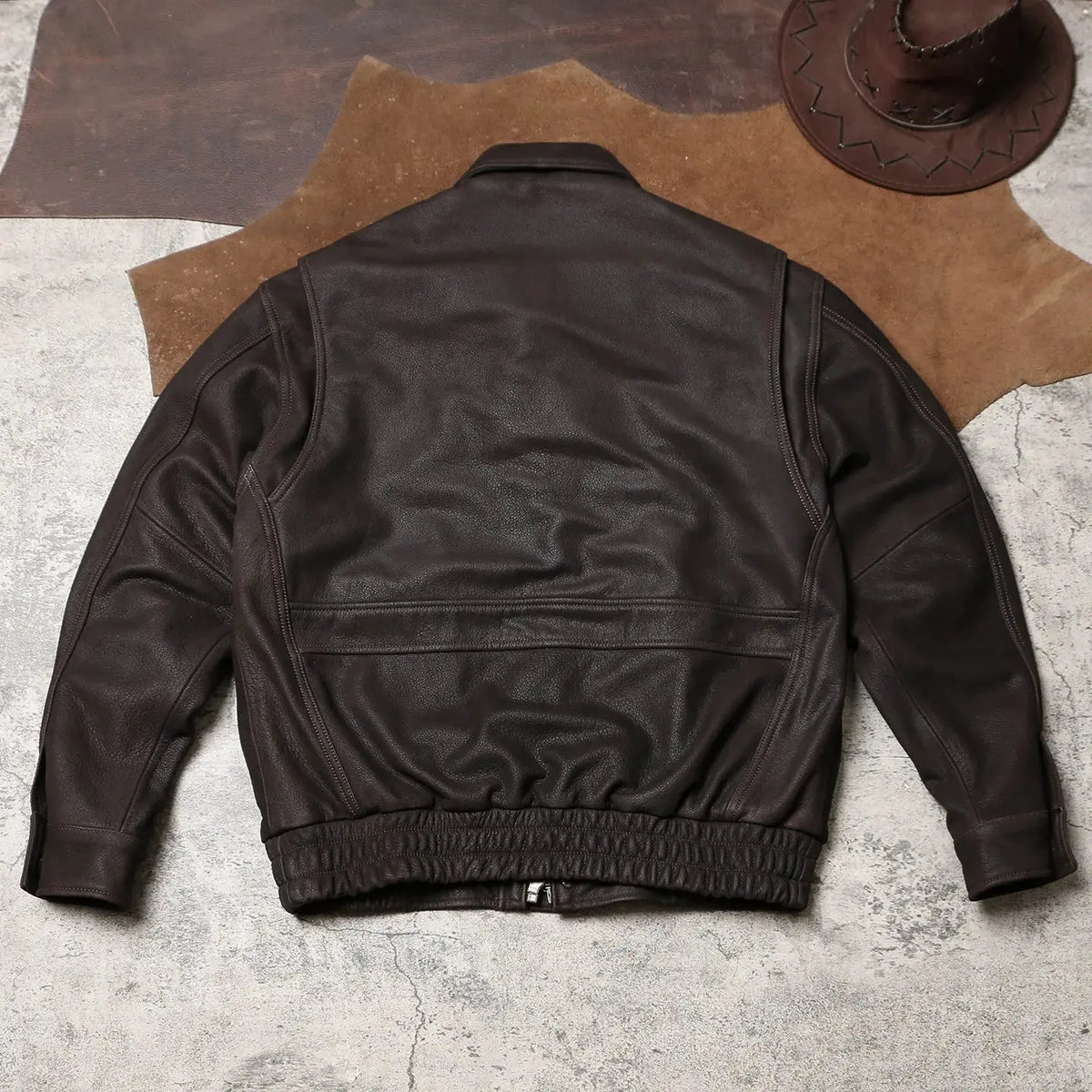 Tailor Brando Brushed Full-Grain Cowhide 90s Vintage Oversized Men's Genuine Leather Jacket Tailor Brando