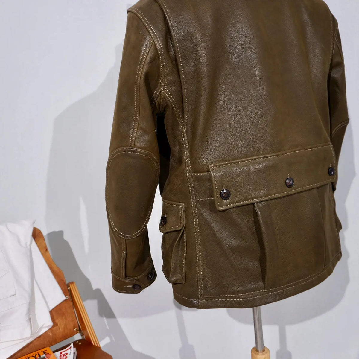 Tailor Brando American Vintage Western Style Full-Grain Cowhide Four-Pocket Men's Genuine Leather Safari Jacket Tailor Brando