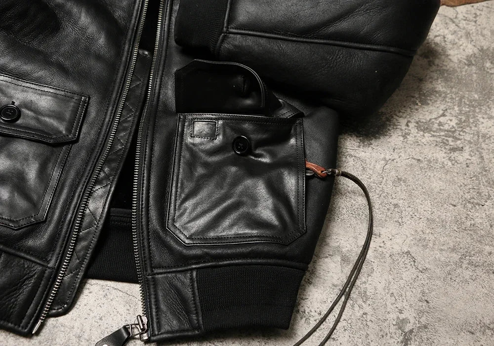 Tailor Brando Aviator Air Force Leather Jacket Original Sheepskin Fur Integrated Jacket Genuine Leather Warm Fur Jacket