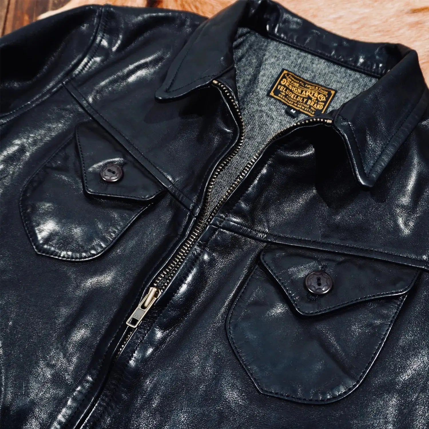 Tailor Brando Washed Full-grain Vegetable-tanned Horsehide Classic Mendoza Men's Retro Genuine Leather Biker Jacket Tailor Brando
