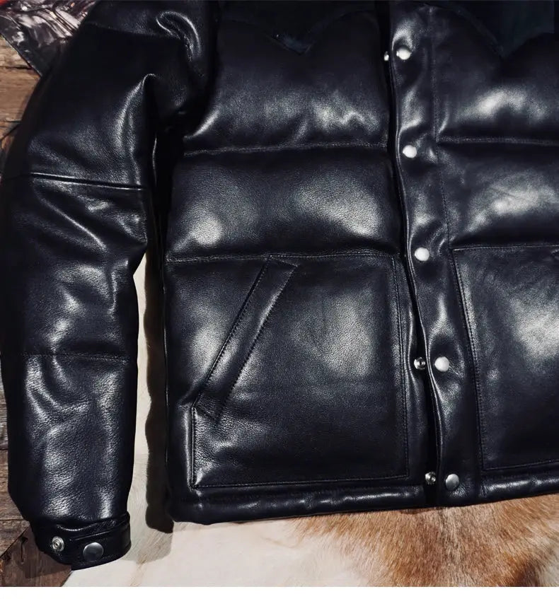Tailor Brando Replica The Re*l M*Coy's Classic New Zealand Deerhide Men's Thickened Winter Warmth Genuine Leather Down Jacket Tailor Brando
