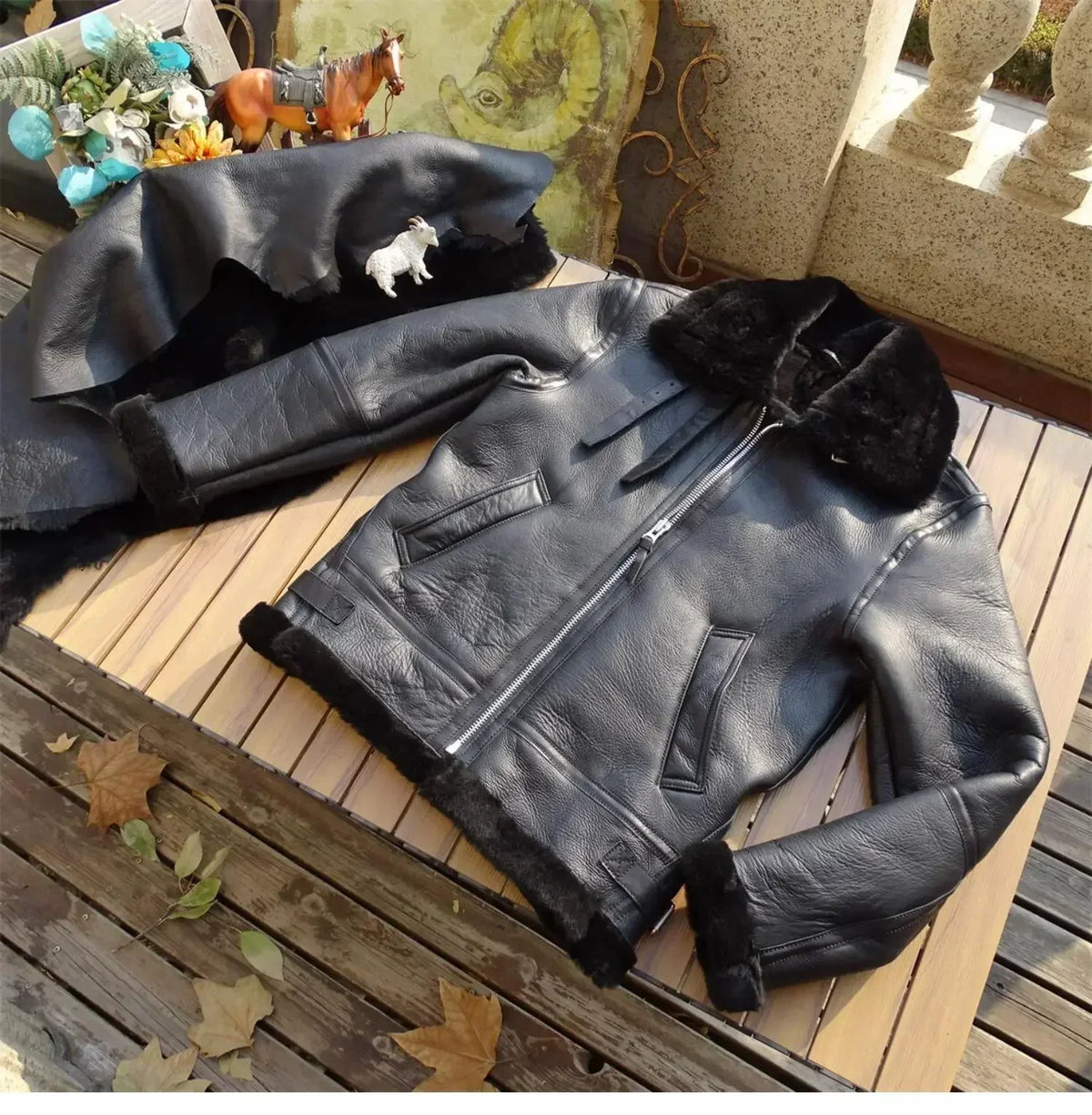 Tailor Brando Original Sheep Shearling American Vintage B6 Classic Pilot Jacket Men's Warm Real Fur Jacket Tailor Brando