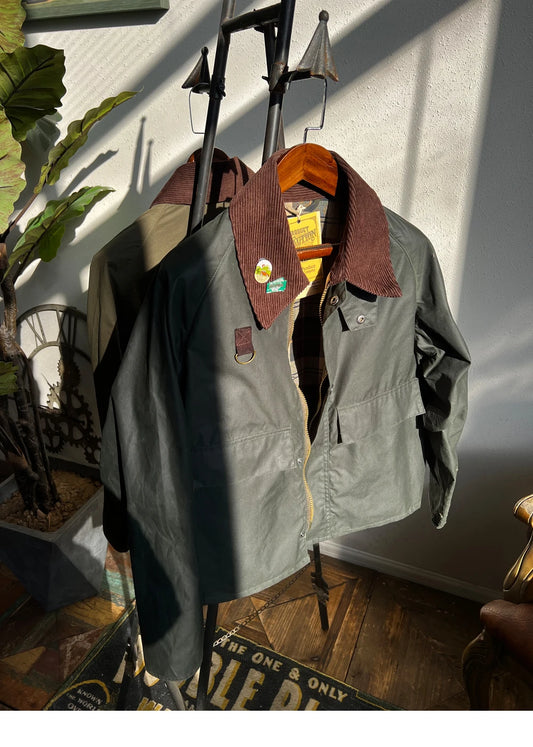Tailor Brando Oil Wax Canvas Spey Jacket Lapel Short Silhouette Safari Vintage Slim Jacket