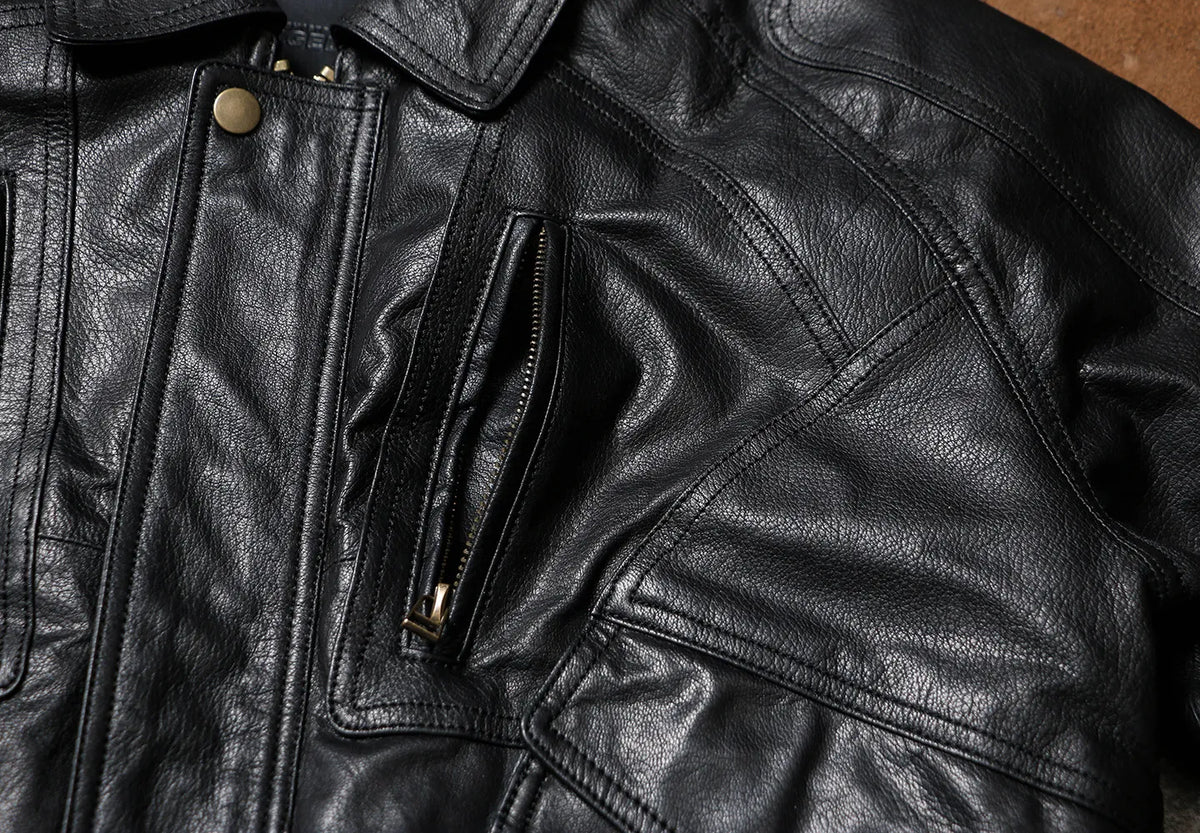 Tailor Brando Batik Goatskin Men's Oversized Vintage Genuine Leather Jacket Tailor Brando