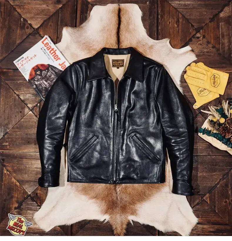 Tailor Brando Full-Grain Vegetable-Tanned Horsehide American Vintage Classic 1930s Men's Genuine Leather Biker Jacket TWC701&750 Tailor Brando