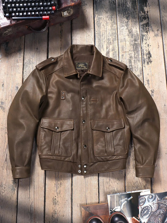 Tailor Brando Full-Grain Calfskin California Riders Classic American Vintage Oversized Genuine Leather Jacket Tailor Brando
