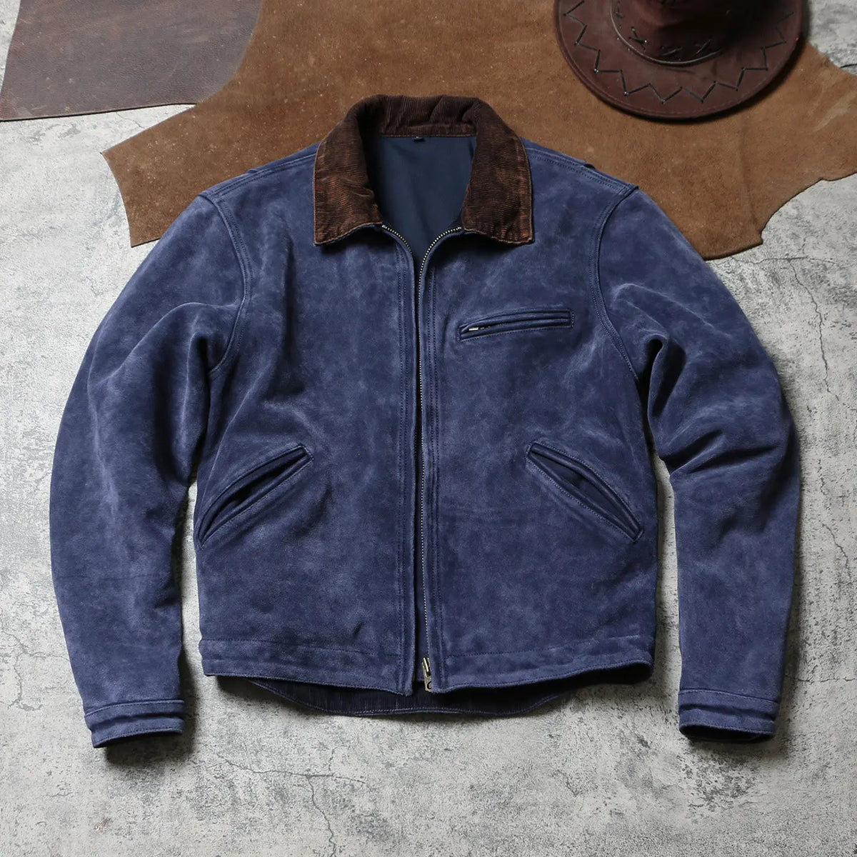 Tailor Brando Handaged Suede Cowhide Men's Vintage Detroit Genuine Leather Jacket Tailor Brando