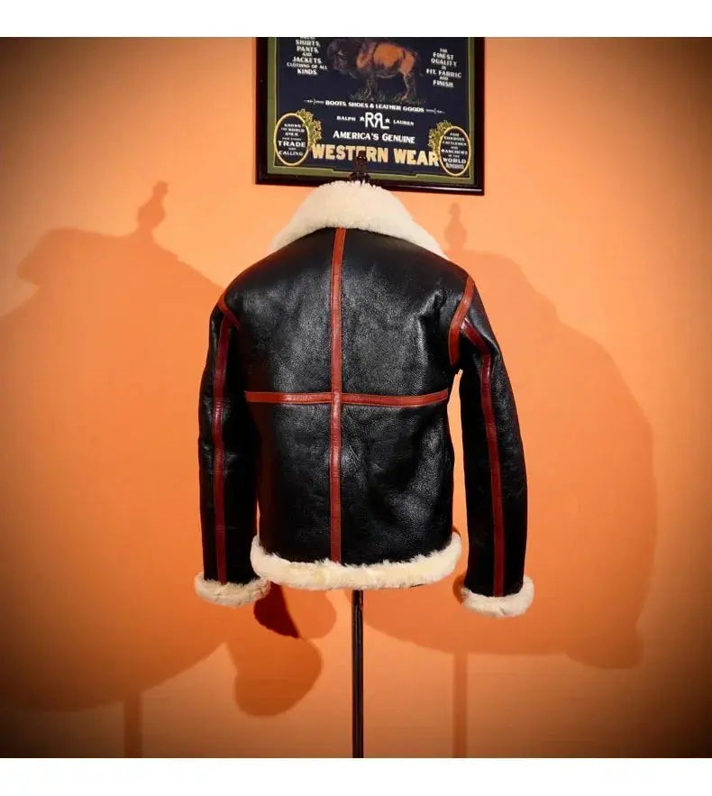 Tailor Brando American Retro Classic D1 Thick Merino Fur Integrated Leather Bomber Slim B3 Flight Suit Men Tailor Brando