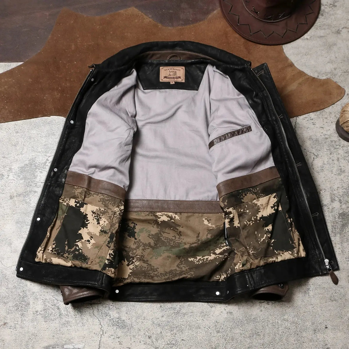 Tailor Brando Suede Cowhide & Full-Grain Goatskin M65 Men's Classic American Vintage Genuine Leather Safari Jacket Tailor Brando