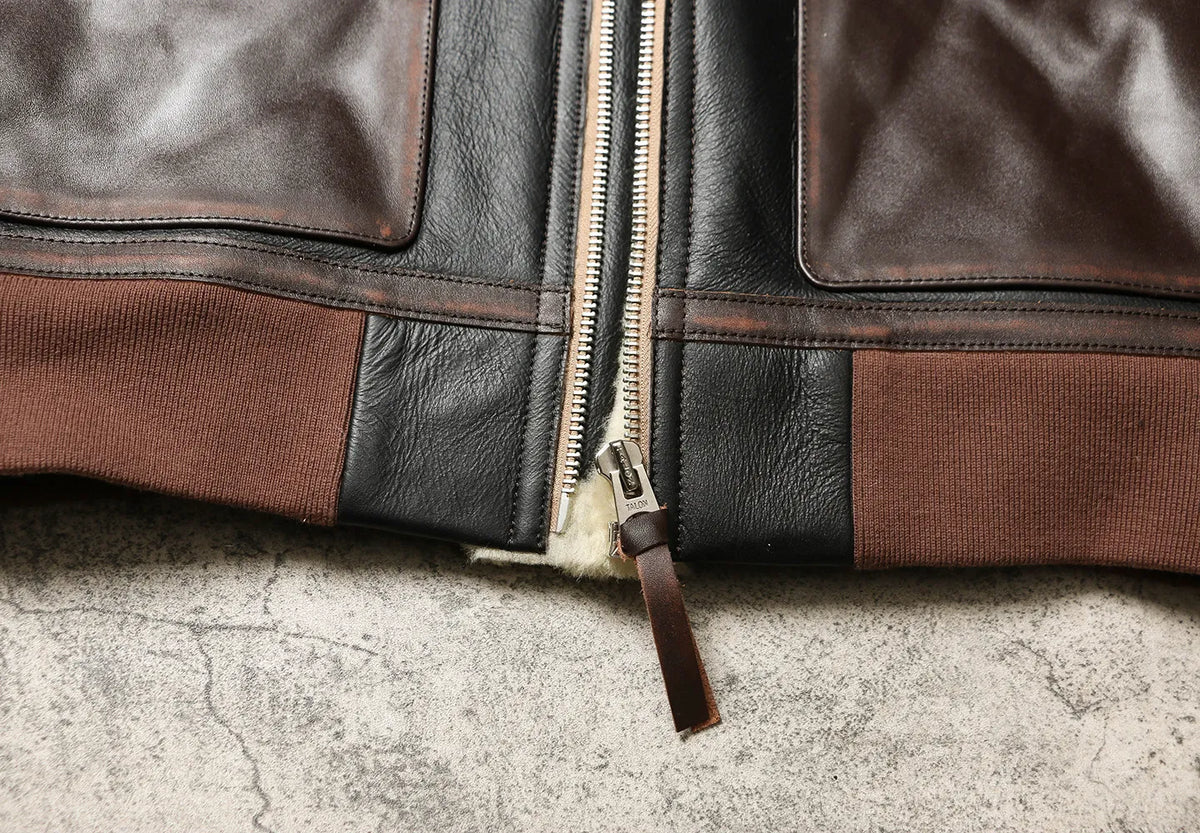 Tailor Brando Authentic Sheep Shearling Men's Vintage G1 Classic Leather Bomber Jacket Tailor Brando